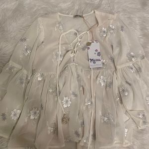 NWT Show Me Your MuMu White Blouse